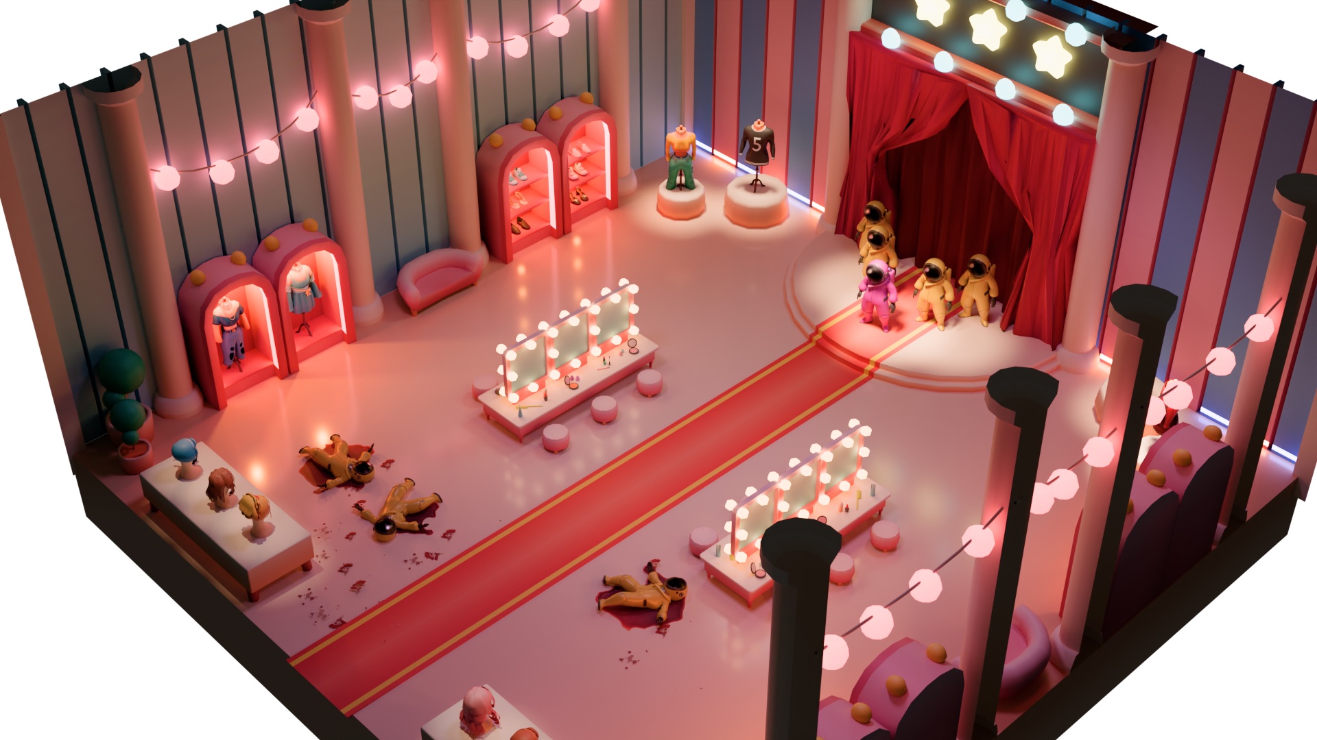 The Last Look stylized elimination-game environment study, frame 1