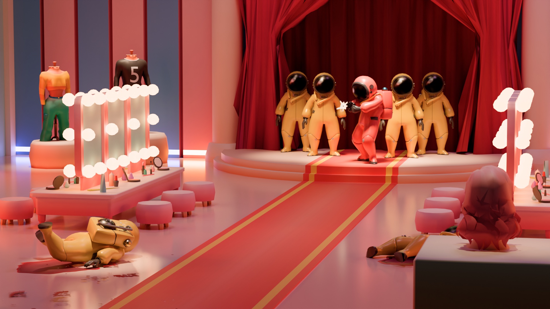 The Last Look stylized elimination-game environment study, frame 4