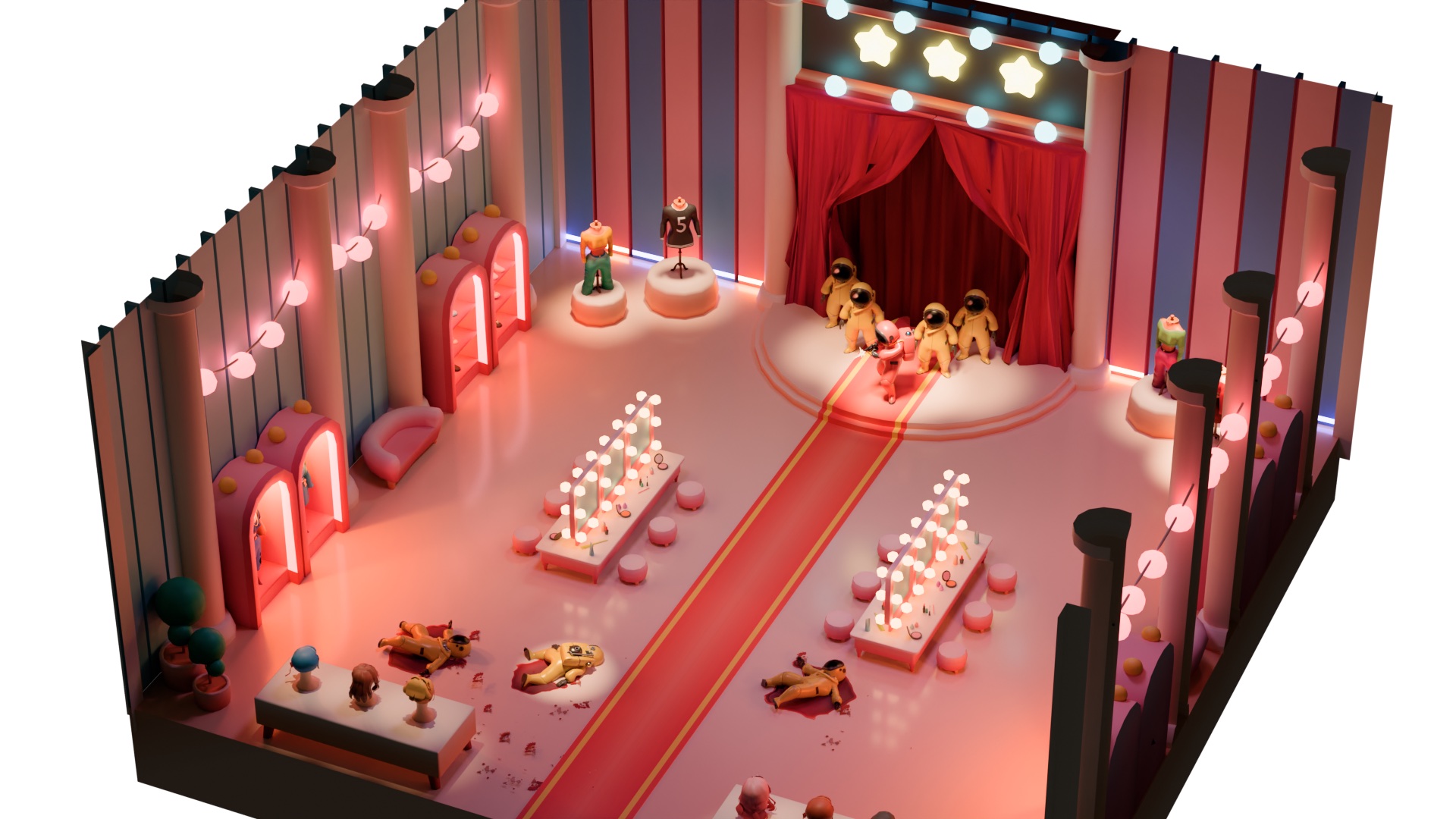 The Last Look stylized elimination-game environment study, frame 5
