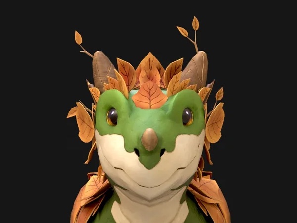 Close front study of the dragon's expression and chest proportions