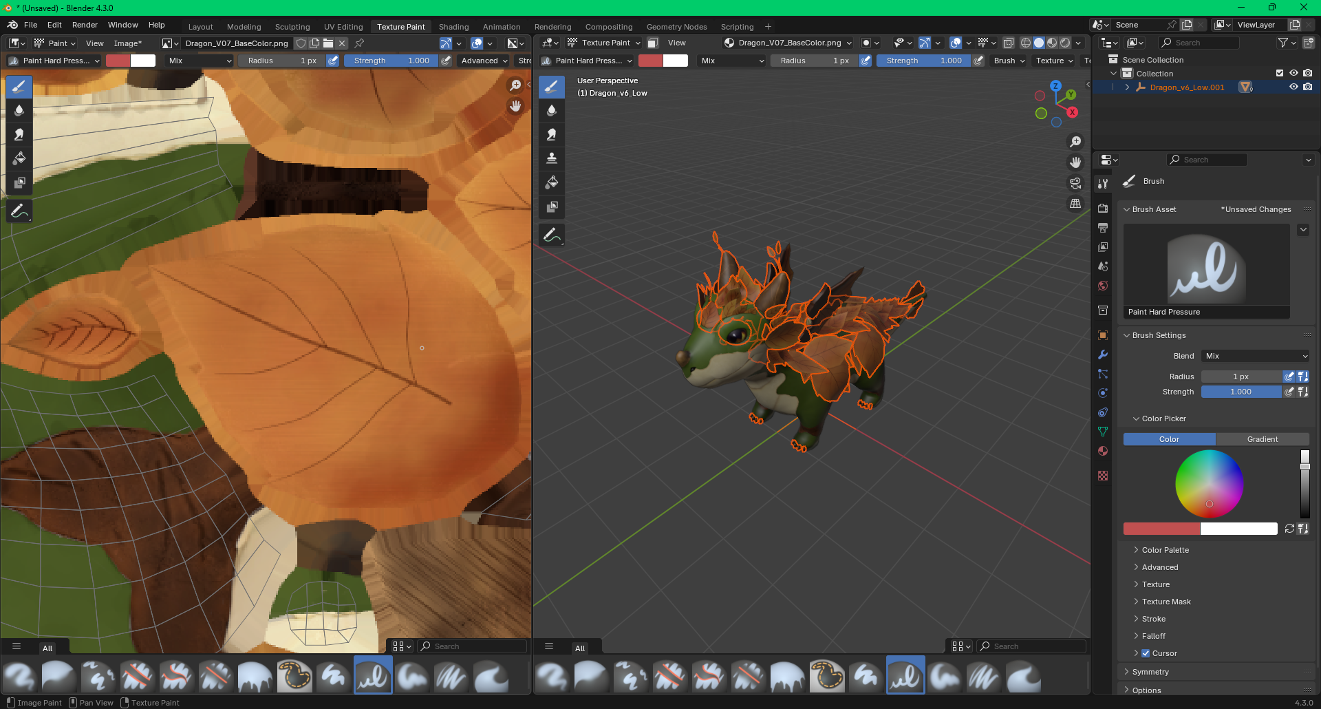 Hand-painted texture process for the Verdant Warden dragon
